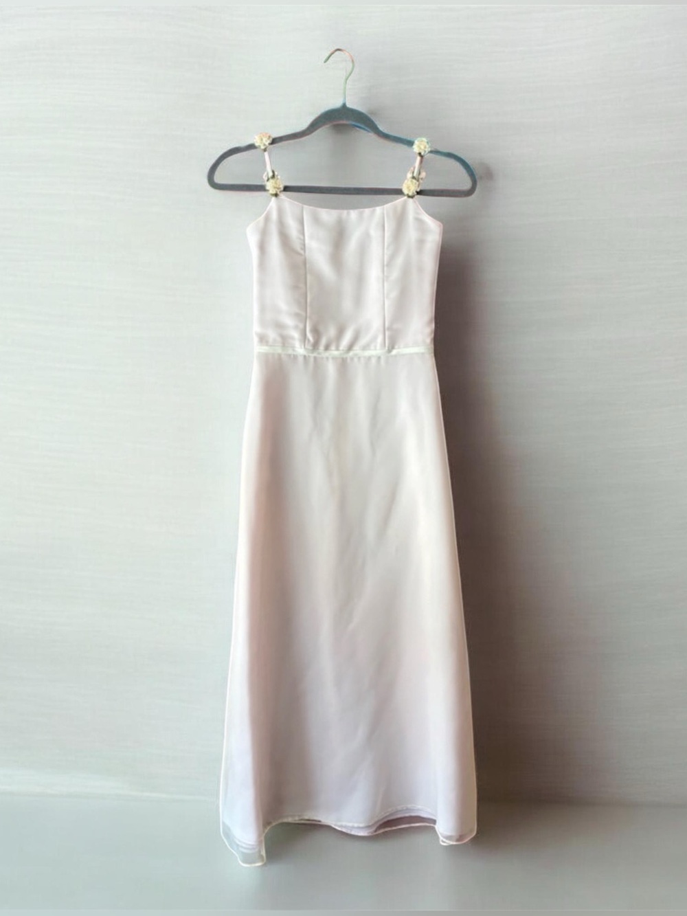Vintage Union Made | Girls Pink Formal Dress Satin Floral Straps | Size 12